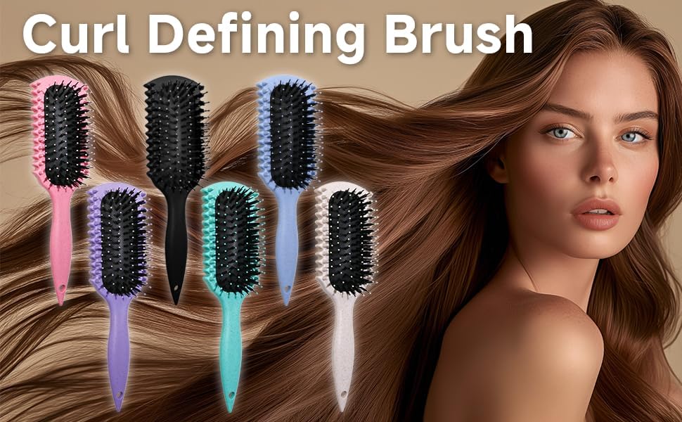 Curl Defining Brush, Curly Hair Brush Products With 3 Pcs Slick Back Hair Brush Set Bristle Brush Edge Control Teasing Comb for women (Pink) - Image 6