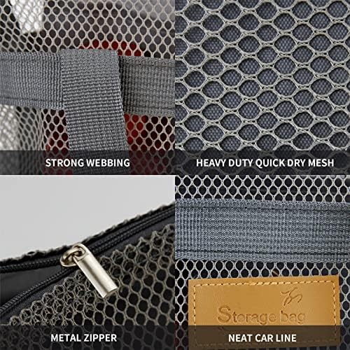 TOPASION Mesh Shower Caddy Bag Portable Hanging Toiletry and Bath Organizer with Zipper for Travel, Gym, Camping, College Dorms, Beach - Image 7