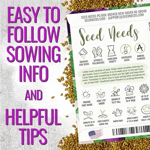 Seed Needs King Henry Viola Seeds to Plant Gothic Violet Flowers 1 Pack - Image 3