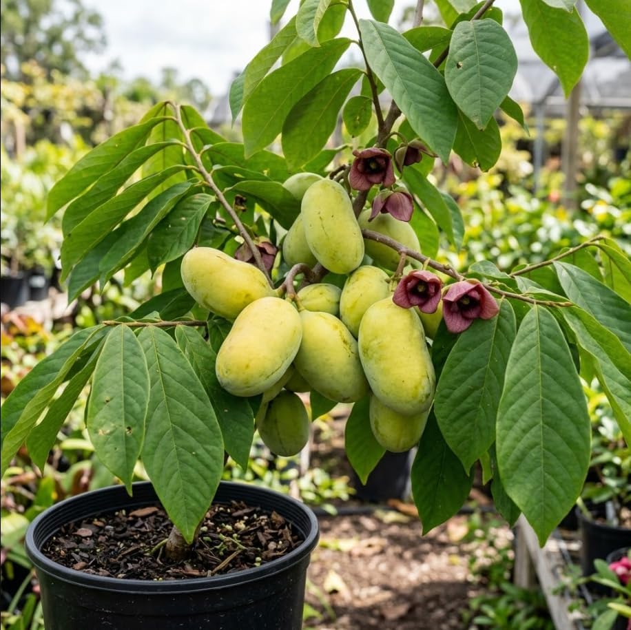 American Paw Paw Tree Live Plant Asimina Triloba Plant Sweet Pawpaw Hardy Banana Tree Ornamental Fruit, 2-3 Ft Tall Gallon Pot, 1-2 Year Old Plant - Image 4