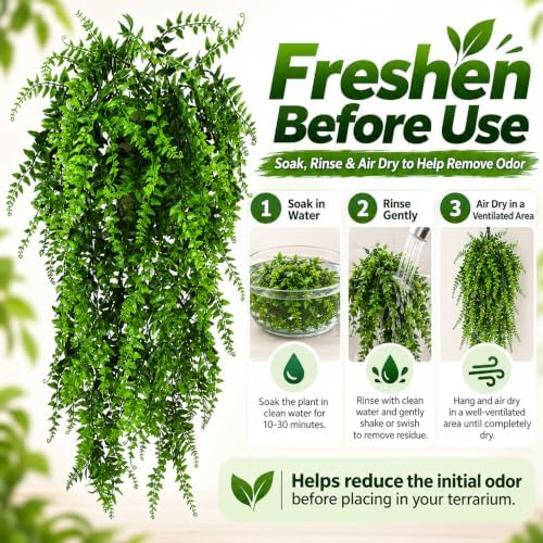 HERCOCCI Reptile Vines, Flexible Jungle Climbing Vines Terrarium Plastic Plants and Leaves Tank Accessories Decor for Gecko Snake Lizard Bearded Dragon Hermit Crab Frog - Image 3