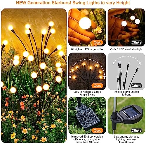 ASMAD Solar Lights Outdoor(6 Pack-48 LEDs),Solar Garden Lights,Fairy Lights - Image 2