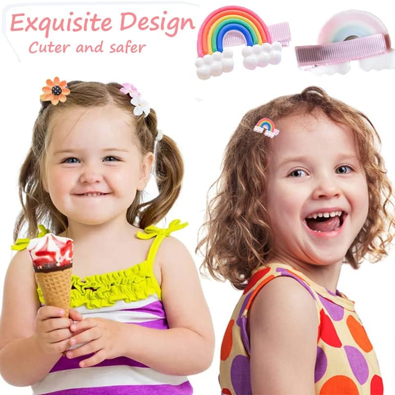 28 PCS Cute Hair Clips Fashion Girls Hair Accessories Flower Fruit Colorful Rainbow Candy Dessert Lovely Animal Barrettes Set Non-slip Metal Snap Pins for Girls Kids Teens Toddlers (Style B) - Image 3