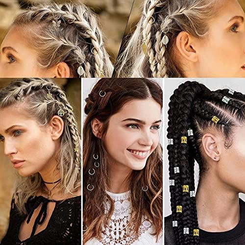 SweetMe 230 Pieces Hair Jewelry for Women Braids, 16 Style Loc Jewelry for Braiding Hair, Cute Pendant Hair Jewels Rings for Dreadlocks Braiding Accessories - Image 7
