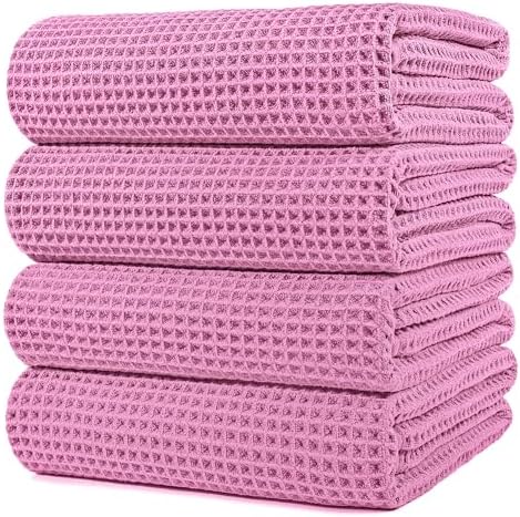 POLYTE 430 GSM Poly Blend Microfiber Quick Dry Waffle Bath Towel, 30x60 in by Polyte