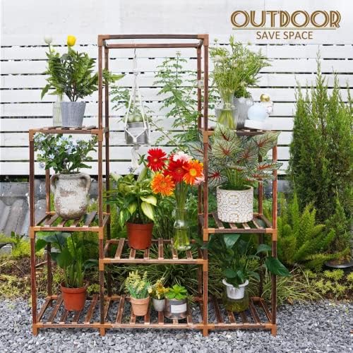Plant Stand Indoor Outdoor, 8 Tiered Plant Shelf Wood Plant Rack - Image 4