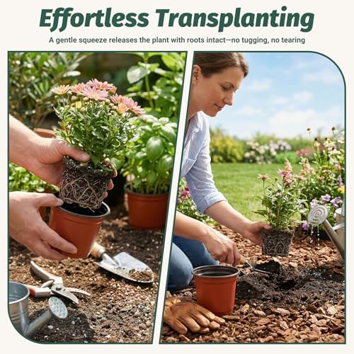STARSIDE 100-Pack 4 Inch Nursery Pots, Plastic Plant Pots for Seedlings - Image 4