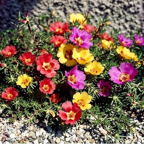 20000+ Moss Rose Seeds for Planting - Annual Flower, Ground Cover Seeds, Portulaca Grandiflora Mix, Vibrant Double Blooms, Heat & Drought Tolerant for Rock Gardens & Containers by WivolibeSeeds