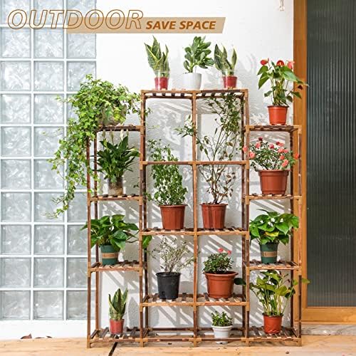 Plant Stand Indoor Outdoor, 14 Tiered Plant Shelf Wood Plant Rack - Image 4