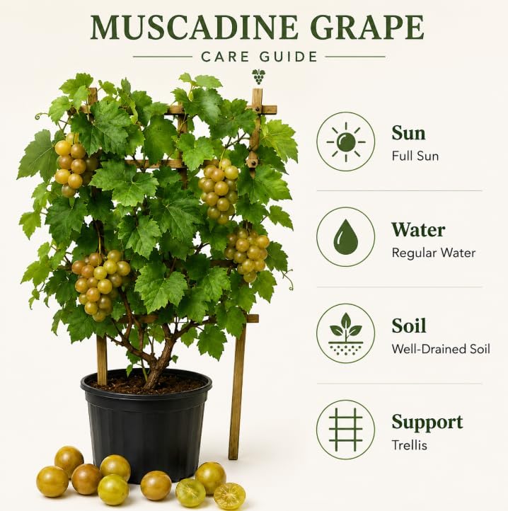 Muscadine Grape Climbing Vine Plant Live for Planting, Sweet Grape Plant 20 to 22 Inch Tall in 1 Gallon Pot for Home Garden, No in CA - Image 3