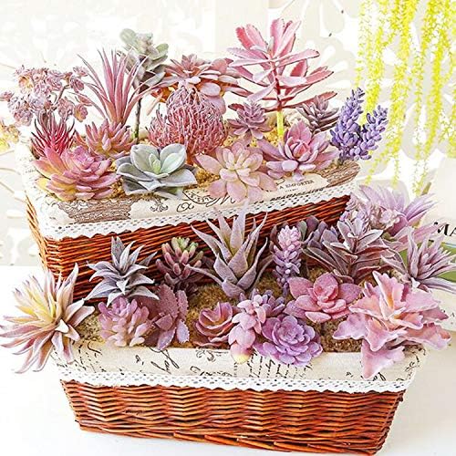 Woohome 25 PCS Artificial Succulent Plants, Purple Fake Succulent Unpotted Faux Succulent Assortment in Flocked in Different Type for Birthday Home Decor Indoor Wall Garden DIY - Image 7