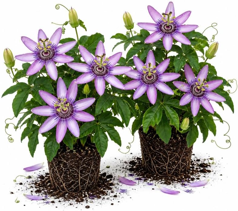 2 Lavender Passiflora Plants, Colorful Passion Flower Vines, 4-7'' Tall by UIOTER