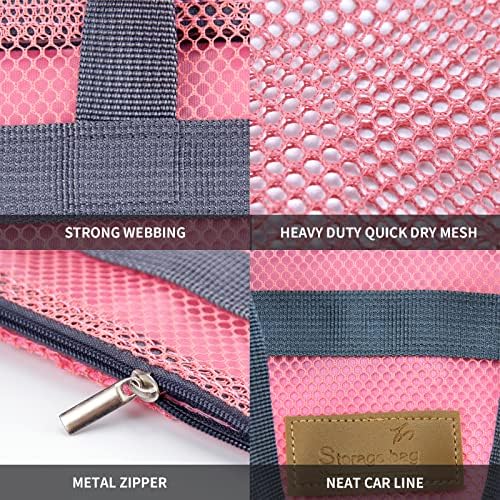 TOPASION Mesh Shower Caddy Bag Portable Hanging Toiletry and Bath Organizer with Zipper for Travel, Gym, Camping, College Dorms, Beach - Image 2