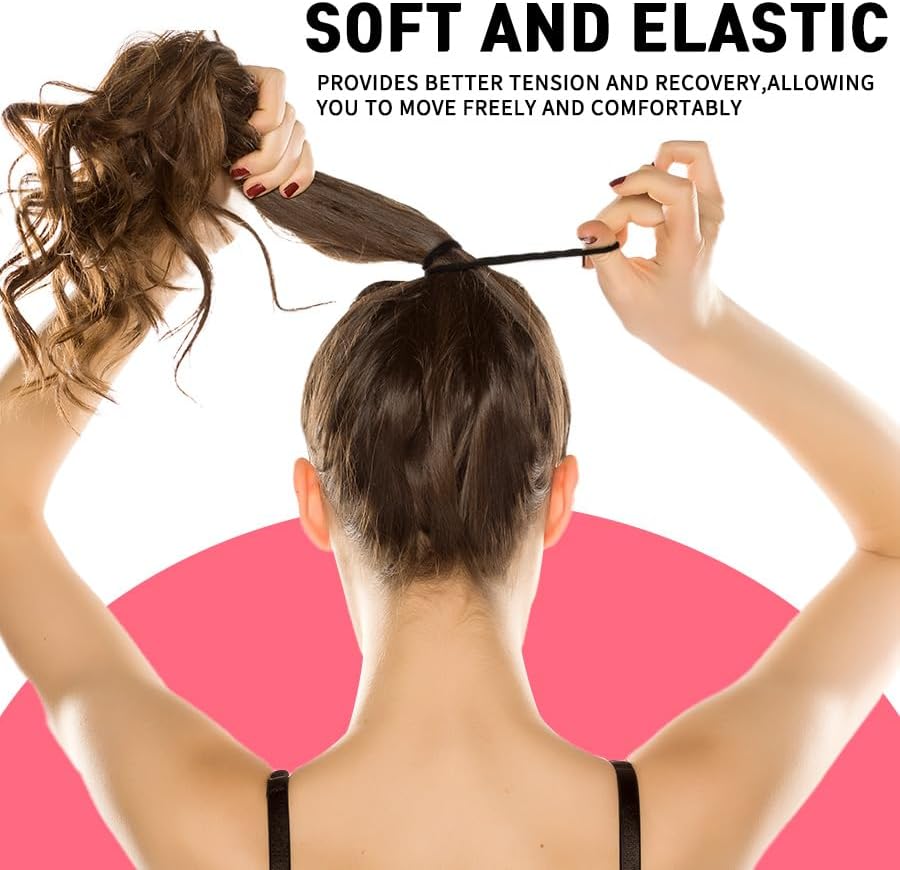 120PCS Thick Hair Elastics for Women Girls, No Damage Seamless Hair Ties, High Elastic Ponytail Holders for Thick, Curly, Long Hair - Neutral Colors (4mm) - Image 6