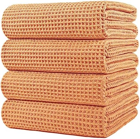 POLYTE 430 GSM Poly Blend Microfiber Quick Dry Waffle Bath Towel, 30x60 in by Polyte
