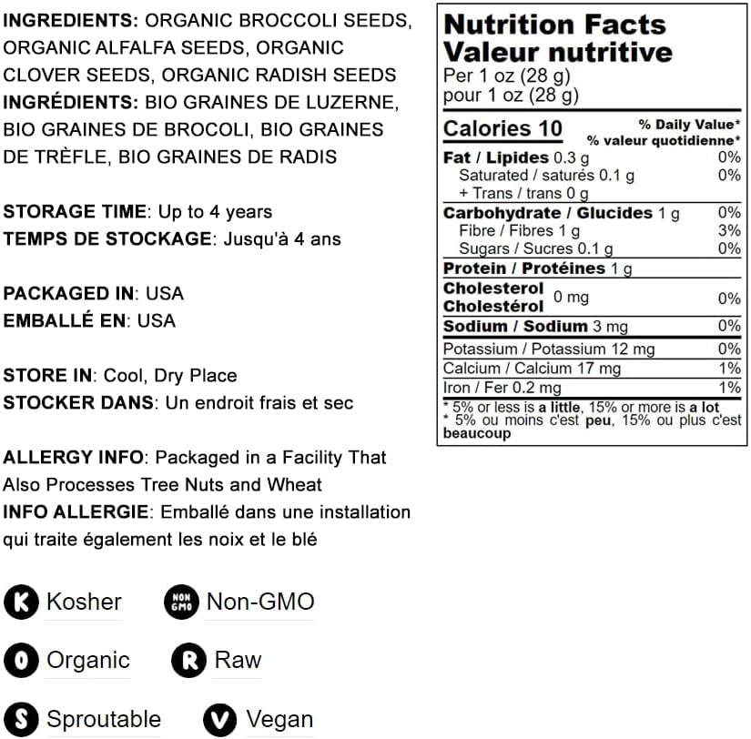 Food to Live Organic Salad Mix of Sprouting Seeds, 1 Pound – Non-GMO Broccoli, Radish, Clover, Alfalfa. Rich Germination Rate, Non-Irradiated, Kosher, Vegan Superfood, Bulk, Rich in Sulforaphane - Image 4