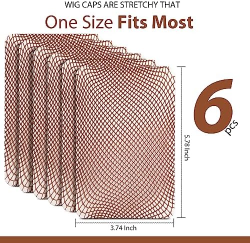 Fandamei Wig Cap, 6PCS Wig Caps for Women Kids Brown, Mesh Wig Cap Net, Closed End Hair Nets, Nylon Hair Net for Wigs for Halloween Rave Party Cosplay - Image 2