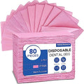 80 Pack Disposable Dental Bibs 13"x18", 3-Ply Waterproof Tattoo Bibs Sheet for Nail Salon, Dental Clinic, Feeding, Tattoo Shop (Pink) by TENKAIWICK