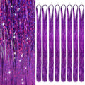 Hair Tinsel 8 Packs 1600 Strands 50 Inch Tinsel Hair Extensions Deep Purple by Sala