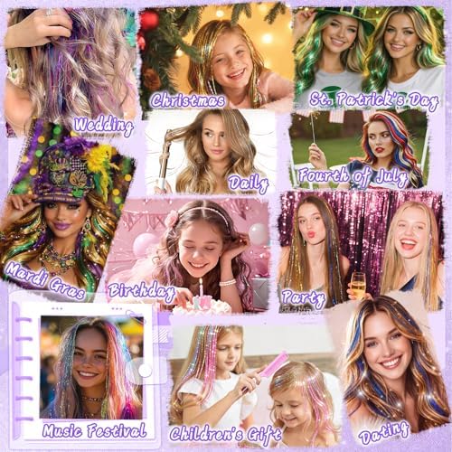 Hair Tinsel Clip in Purple Colorful Fairy Hair Tinsel Kit - Image 7
