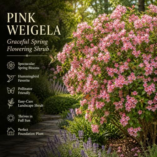 Pink Weigela Live Plant, 4" Pot, Vigorous Flowering Shrub for Pollinator Gardens and Yards - Image 4