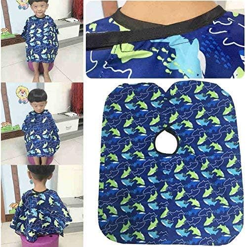 AKOAK Children Cartoon Dolphin Patterned Hair Cut Cap Waterproof Hairdresser Dressing Salon Gown Apron Cloak Cloth for Salon - Image 2