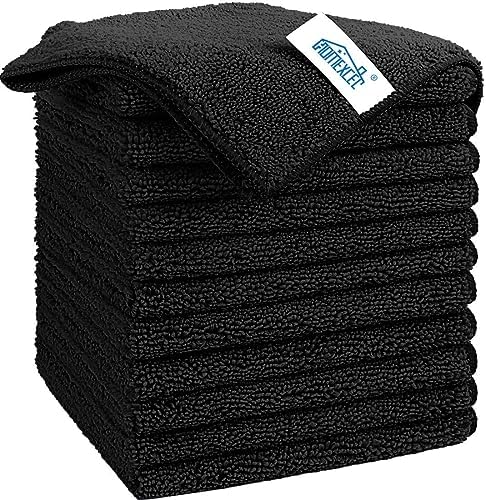 HOMEXCEL Black Microfiber Cleaning Cloth, Microfiber Towels for Car, 12 PK by HOMEXCEL