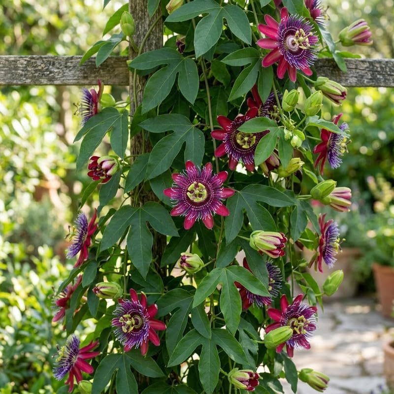 2 Burgundy Passiflora Plants, Colorful Passion Flower Vines, 4-7'' Tall - Image 5