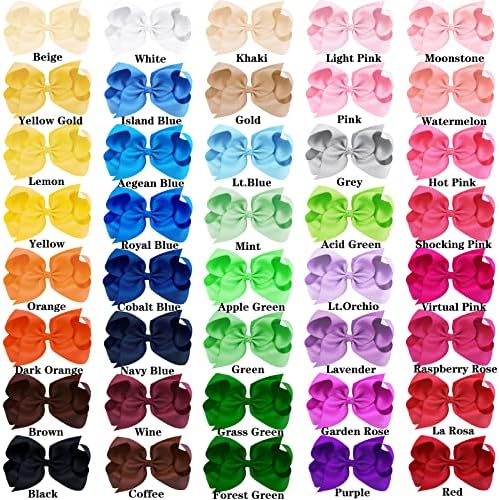 Oaoleer 40Pcs 6" Hair Bows Clips for Girls Tolddler Hair Accessories - Image 2