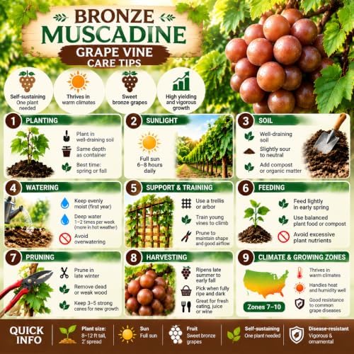 Bronze Muscadine Grape Vine Plant, 8–12 Inch Live Plant, 2 Inch Plug - Image 3