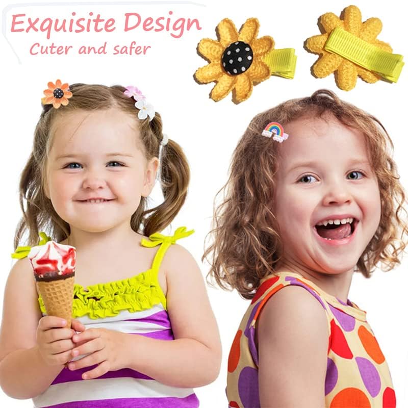 28 PCS Cute Hair Clips Fashion Girls Hair Accessories Flower Fruit Colorful Rainbow Candy Dessert Lovely Animal Barrettes Set Non-slip Metal Snap Pins for Girls Kids Teens Toddlers (Style A) - Image 3