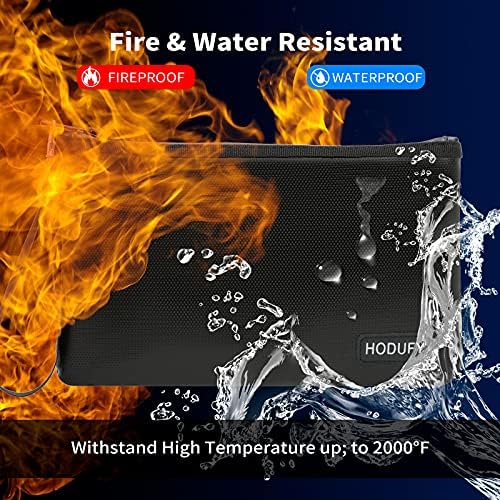 Fireproof Money Bag (6400℉), Fireproof Document Bags, Bank Cash Bag with Zipper & Strap, Suitable for A5 Documents, Bank Inventory, Passport (Black) - Image 2