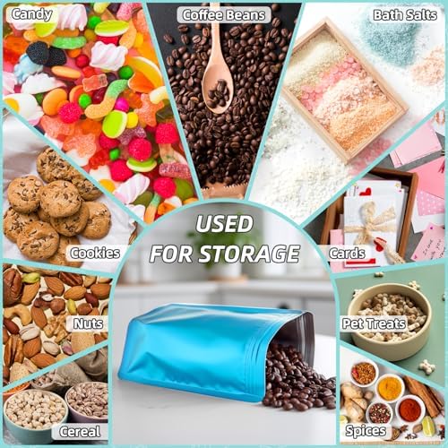 FUNFERY Stand Up Mylar Resealable Bags for Food Storage-Blue 4.7x7.9 inch - Image 4