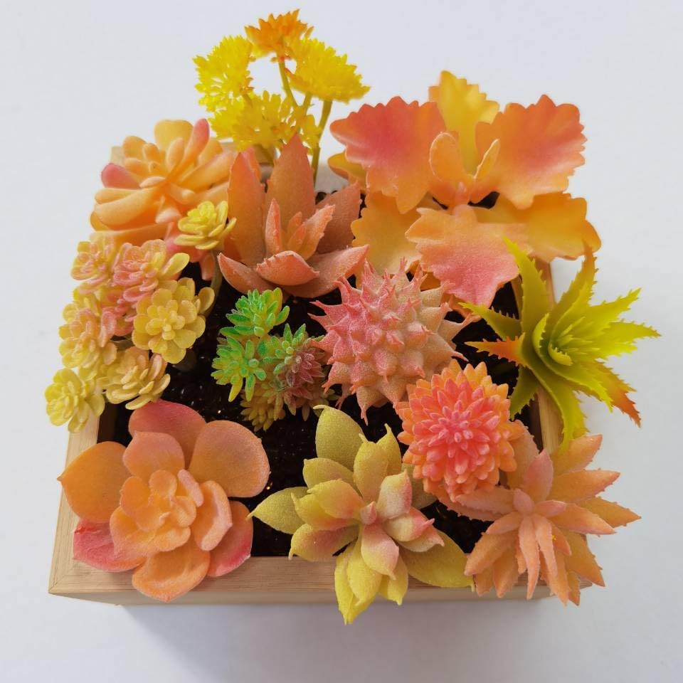 12 Pieces Orange Fake Succulent Plant,Mini Artificial Succulents,Artificial Air Plants That Look Real,Plastic Plant for Garden & Outdoor Home Décor (Orange) - Image 6
