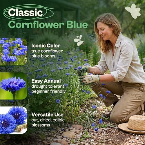 SVI 800 Blue Bachelor Button Seeds (Centaurea Cyanus) - Cornflower, Pollinator Favorite, Drought Tolerant, Heirloom Seed - Annual Flower Seeds in Seed Packets for Gardens & Containers, Cut Flowers - Image 3