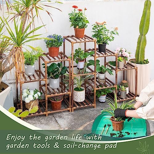 Plant Stand Indoor Outdoor, 10 Tiered Plant Shelf Wood Plant Rack - Image 4