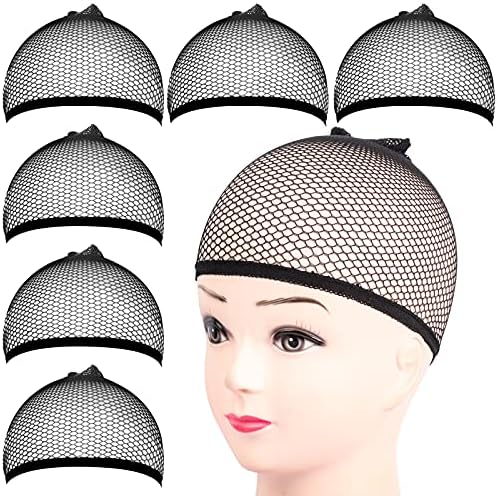 Fandamei 6PCS Wig Cap, 6PCS Black Mesh Wig Cap Net, Closed End Hair Mesh Net, Liner Weaving Caps for Women, Men, Kids, Wig Caps for Halloween, Cosplay by FANDAMEI