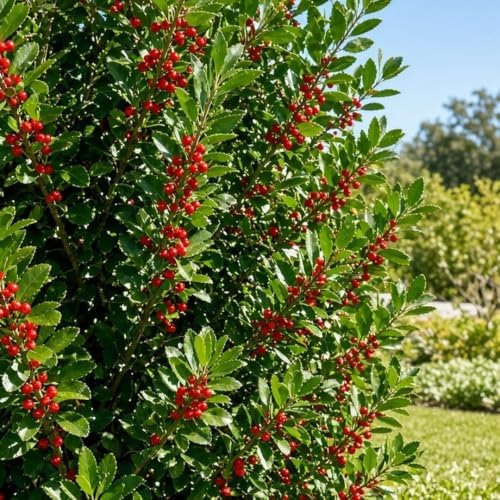 Upright Yaupon Holly (Ilex vomitoria), 2 Pack Live Plants - Upright Evergreen Shrub, Red Winter Berries, Drought Tolerant, Hardy Zones 7-10, Garden & Container Friendly - Image 2