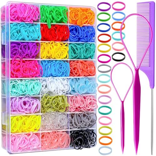 YGDZ Elastic Hair Bands, Colorful Toddler Hair Accessories for Girls, Baby, Mini Rubber Bands for Hair, Small Hair Ties Set, Christmas Stuffers Xmas Gift, Hair Accessories for Teen Girls, Kids by YGDZ