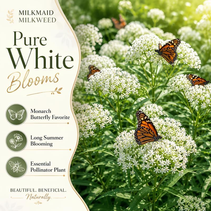Milkweed Plants Live, White Swamp Milkweed Plants, 4-6 Inch Tall - Image 4