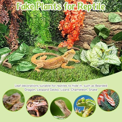 Reptile Plants for Terrarium Hanging Fake Leaves with Suction Cup - Image 6