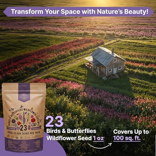 Organo Republic 23 Wildflower Seeds Annual & Perennial Mix for Indoor & Outdoors, Attract Birds & Butterflies 25,000+ Non-GMO, Heirloom Garden Seeds, 1oz Packet for Growing Wild Flowers - Image 4