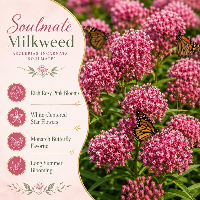 Purple Swamp Milkweed Plant Live, Well-Rooted 4-6" Potted Plant, Cold-Hardy Butterfly Host Plant for Sunny Patios and Landscapes - Image 4