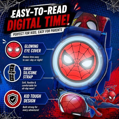 Marvel Spider-Man Kids Watches – Digital Display, Interactive Features, Adjustable Strap, Vibrant Spider-Man Graphics, Durable for Active Kids - Image 3