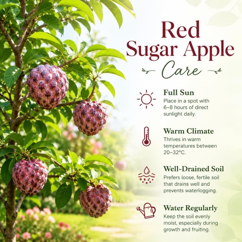 Red Sugar Apple Fruit Tree, 2-3 Ft Tall, 3 Gallon Pot, Hardy Tropical Fruit Plant for Landscape, Backyard Orchard and Outdoor Garden (No Ship to CA, HI, AK) - Image 6