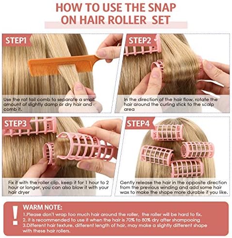 Syhood 12 Pcs 1.1 in Jumbo Plastic Hair Rollers Curlers for Women, Peach - Image 3