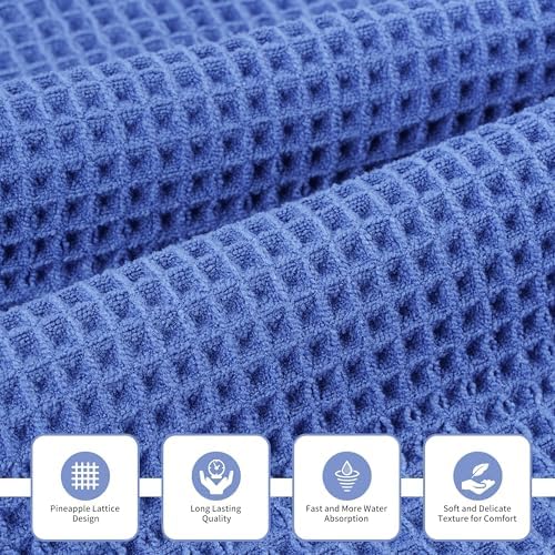 MICROFI New Microfiber Waffle Bath Towels, 3 Pieces, Oversized, Soft, Absorbent, Fast Drying, Lint Free, Includes Bath, Face and Hand Towels 430 GSM - Image 2