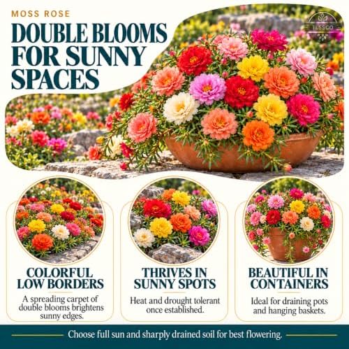 24500 Double Mix Moss Rose Flower Seeds, Portulaca Grandiflora - Image 3