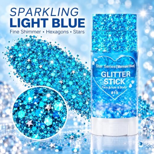 Mysense Light Blue Body Glitter Stick,Face Hair Glitter for Women Kids - Image 2