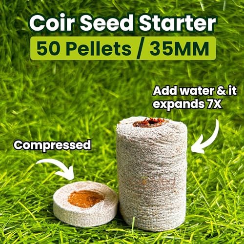 Gro-Med Organic Coco Coir Seed Starter Pellets NPK Enriched 50 Pcs, 35mm Perfect to Grow Herbs, Vegetables, Flowers,Fruits Seedlings, Compressed Coconut Coir Soil Plugs - Easy to Transplant in Pot - Image 5